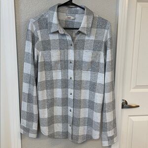 Faherty Grey Plaid Flannel hacket top size small